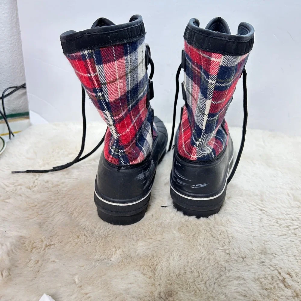Itasca Women's Plaid Duck Boots Lace Up Red‎ Black Size 7 Winter Snow Boots